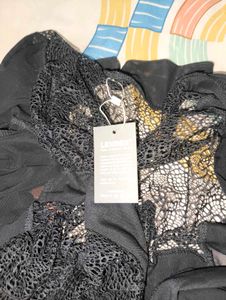 Sheer Black Short Sleeve Duster (size &#39;s&#39;)