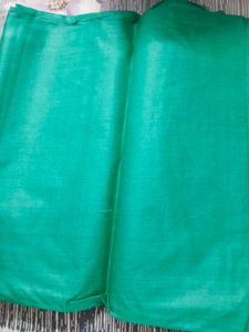 Silk Green and orange Dress Material