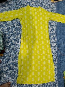 Yellow Printed Kurta
