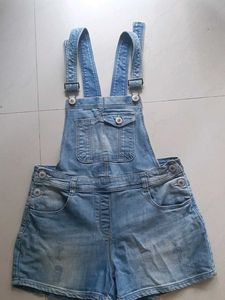 Denim Dungaree Shorts