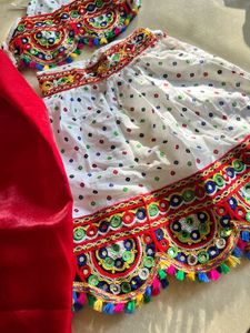 White Bandhani Lehenga Set
