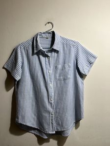 Classy Blue And White Stripes Summer Shirt