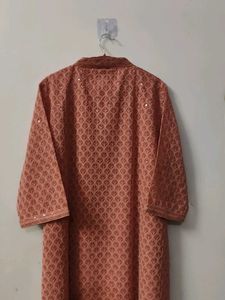 Elegant Peach Embroidered Kurta