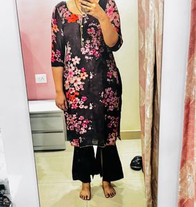 Floral Print Purple Kurta Set