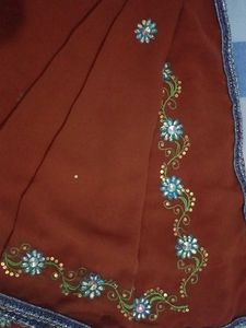 Elegant Brown Embellished Saree