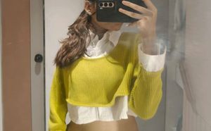 Lemon Layered Crop Knit(Under White Shirt)