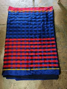 Blue Checked Saree