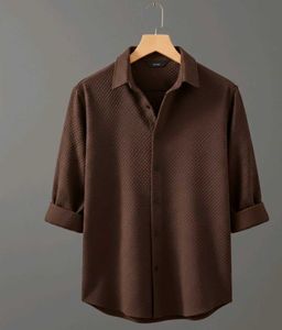 Brown Cotton full hand shirt