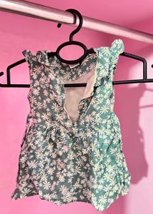 Floral Girls Dress with front open button