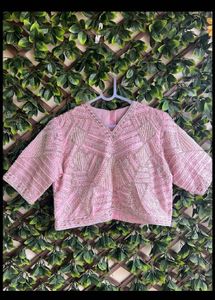 Cut Dana & Moti Work Heavy Pink Embellished Blouse