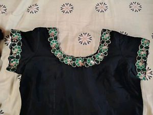 Black Sequin Short Sleeve Kurta With Dupatta