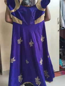 Elegant Purple &amp; Gold Embroidered Dress