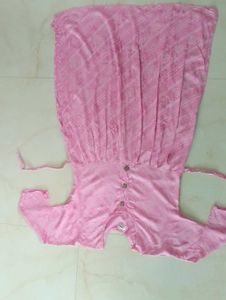 A Beautiful Baby Pink Nyra Pattern Kurti