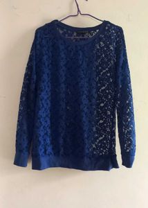 Blue Lace Long Sleeve Top And A Shrug
