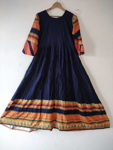 3/4th Sleeves Round Neck Kurta For Women, Blue