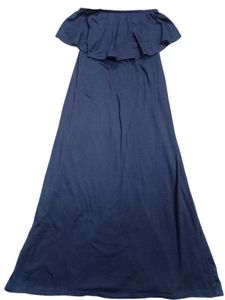 Navy Blue Off-Shoulder Maxi Dress