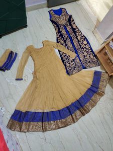 Beautiful 3 Pieces Navy Blue Gown