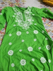 Beautiful Parrot Green Chikankari Kurta..