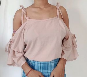 Zara ,Size - S &amp; M , Pinkish Colour Off Shoulder Top..❤️