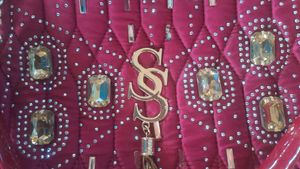 Red Quilted Handbag with Gold Detail