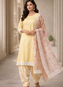 Elegant Yellow Embroidered Kurta Set