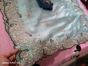 Elegant Embroidery Stone Work Saree
