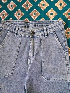 Blue Cargo High Waisted Jeans
