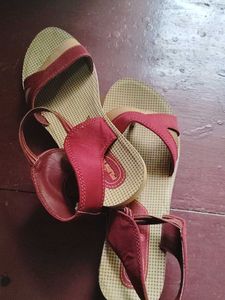Red and Tan Sandals