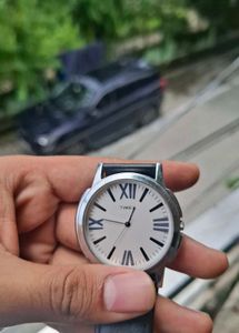 Timex Watch with Black Leather Strap