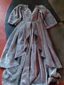 Elegant Silver Evening Gown