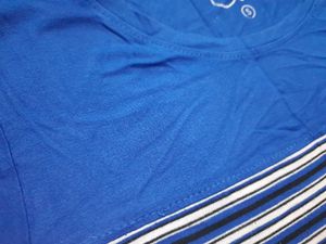 Blue Striped Casual Top