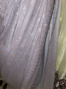Elegant Grey Embroidered Saree