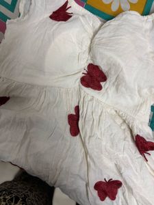 Butterfly Embroidery Peplum Top