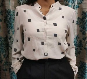Vintage Style Square Print Blouse