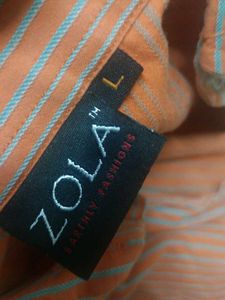 Orange Striped Graphic Long Sleeve Shirt