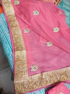 Pink Half Net Saree