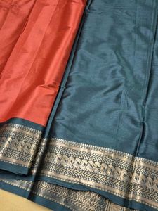 Orange Silk Blend Saree