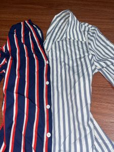 y2k fitted Striped Colorblock Top