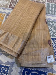 Elegant Beige Linen Saree