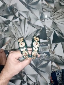 Emerald Velvet Floral Bangles