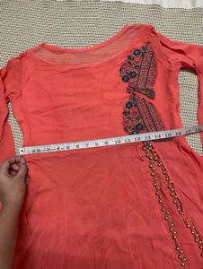 Coral Kurta With Slit