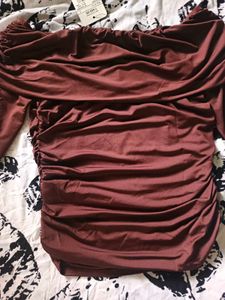 Off-Shoulder Ruched Long Sleeve Top