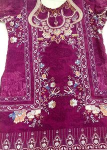 Pakistani Purple Floral Print Salwar Kameez Set