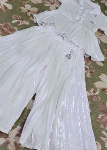 White Pleated Two-Piece Set
