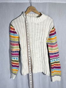 Colorful Sleeve Knit Sweater