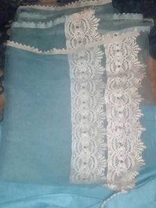 Blue Kurta Set with Lace Detail