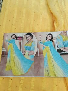 New Blue N Yellow Saree