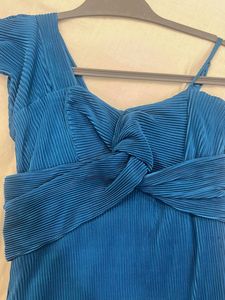 Blue Pleated Maxi Dress