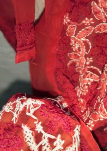 Hand Chikankari Tamato Red Top/ Short Kurta