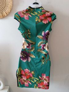 Green Floral Cheongsam from Singapore